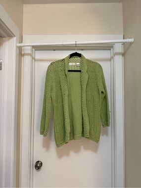 Preswick & Moore Soft Green Open-Knit Women's Cardigan